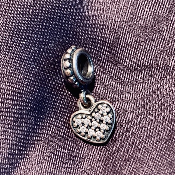Pandora Clear Pave Heart Dangle Charm - Picture 2 of 2
